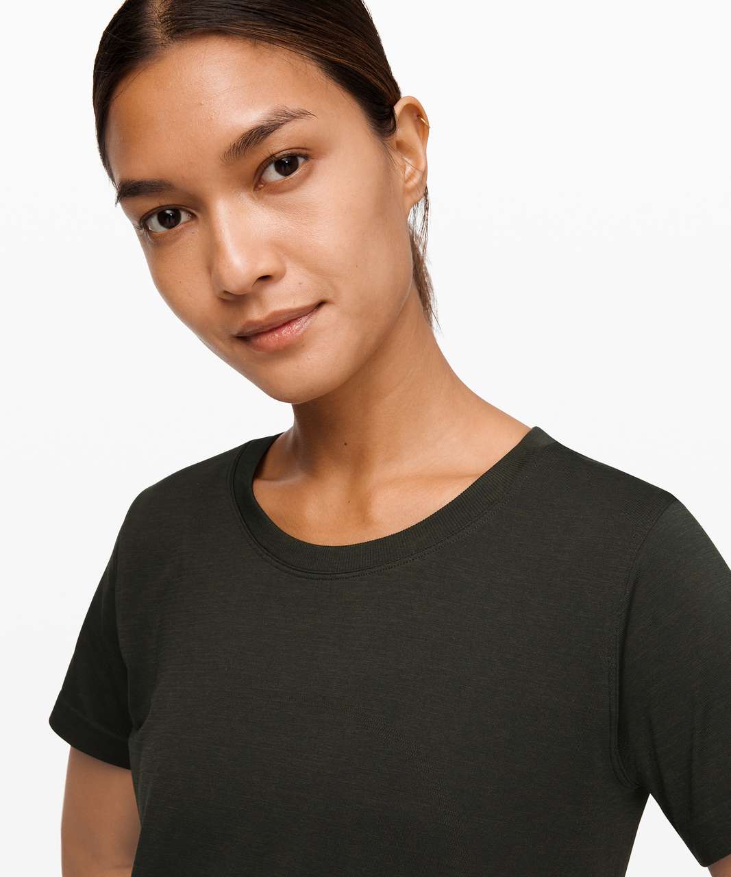 Lululemon Swiftly Relaxed Short Sleeve - Dark Olive / Black - lulu fanatics