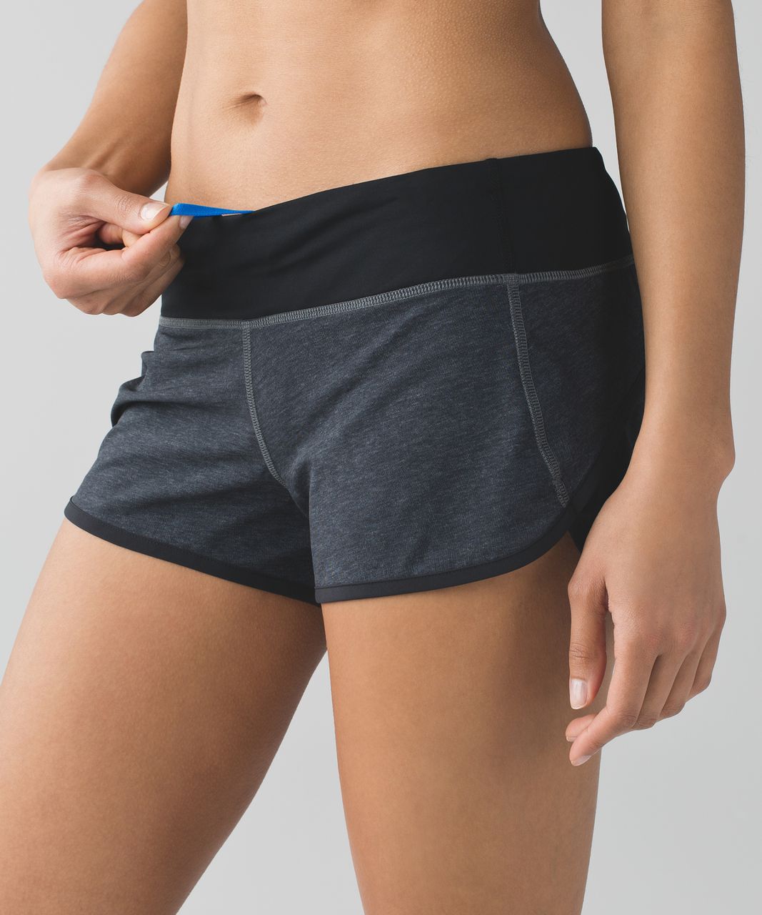 Lululemon Speed Short - Heathered Black / Black / Lakeside Blue