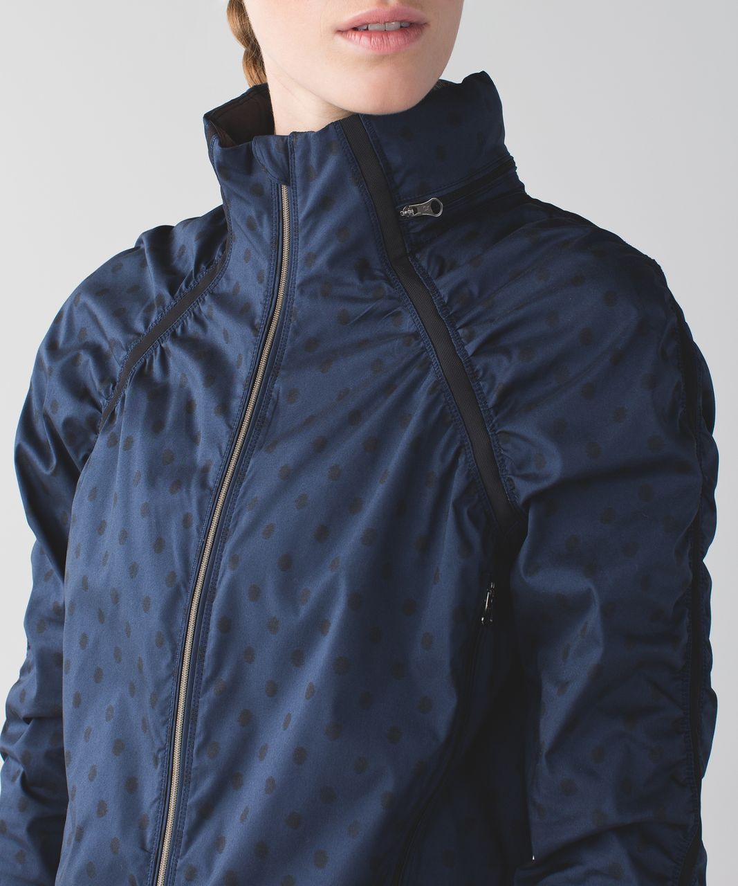 Lululemon Gather And Sprint Jacket - Ghost Dot Deep Navy Black / Black