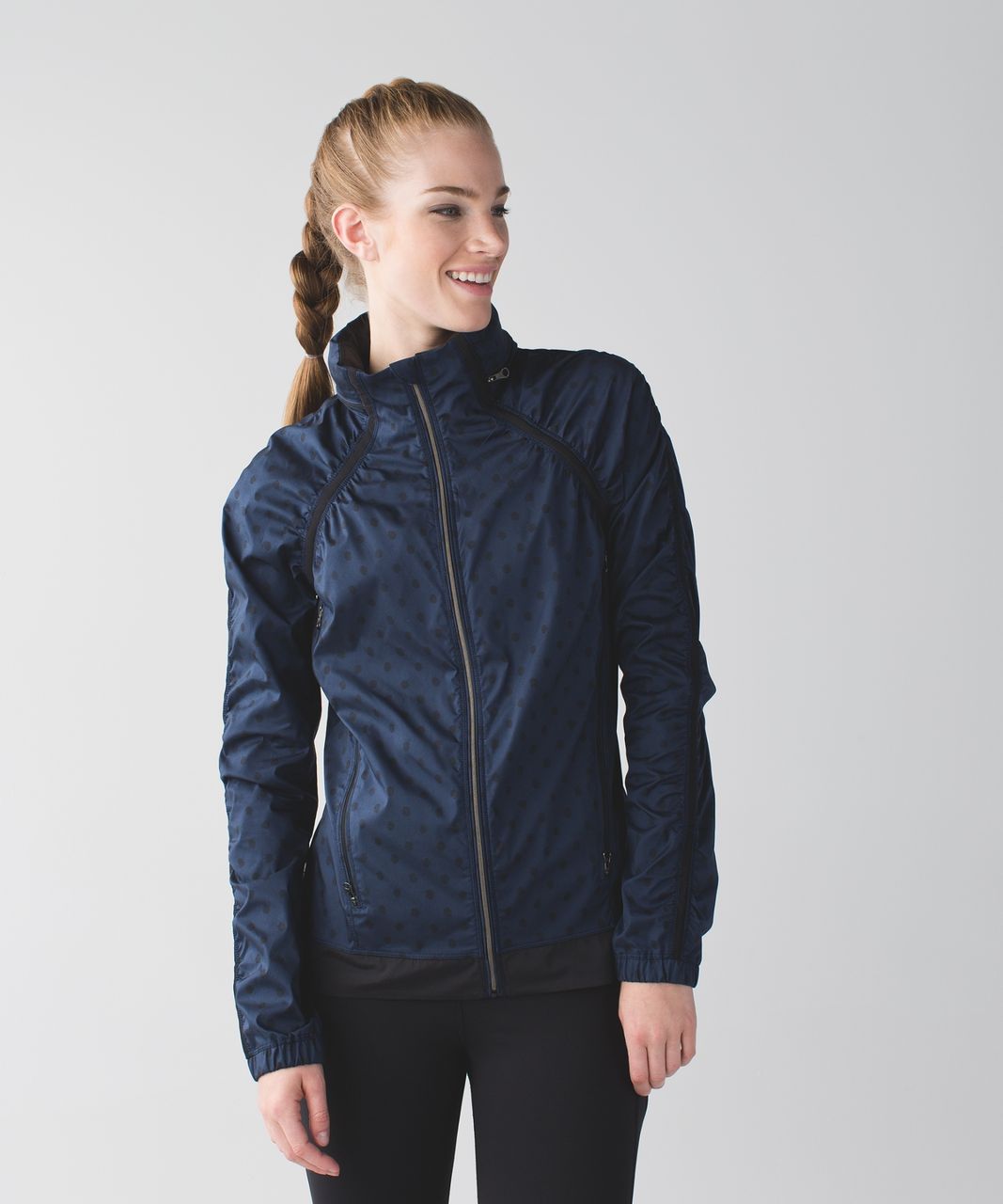 Lululemon Gather And Sprint Jacket - Ghost Dot Deep Navy Black / Black