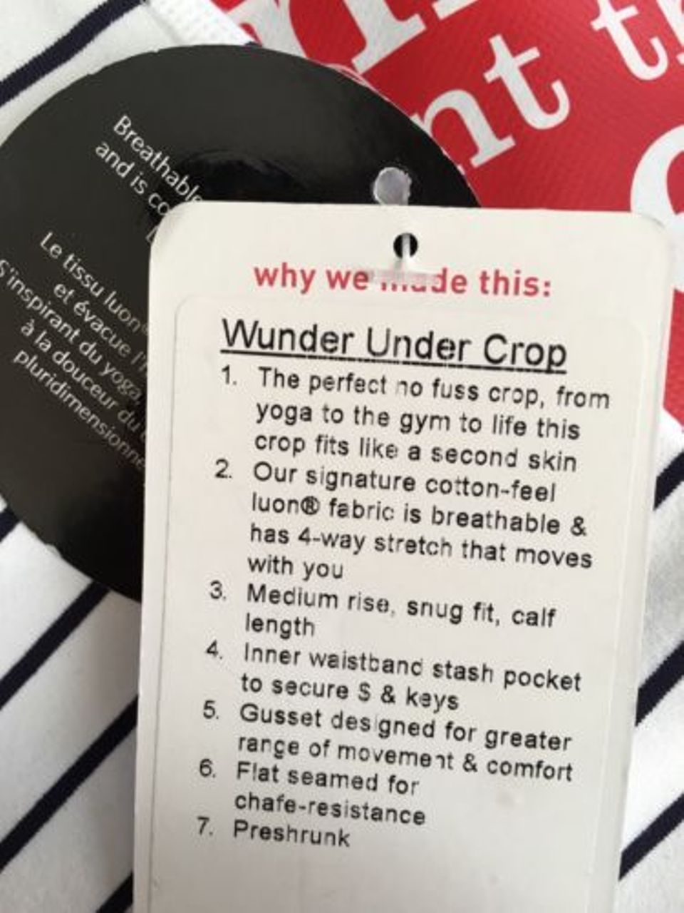 Lululemon Wunder Under Crop - Quiet Stripes