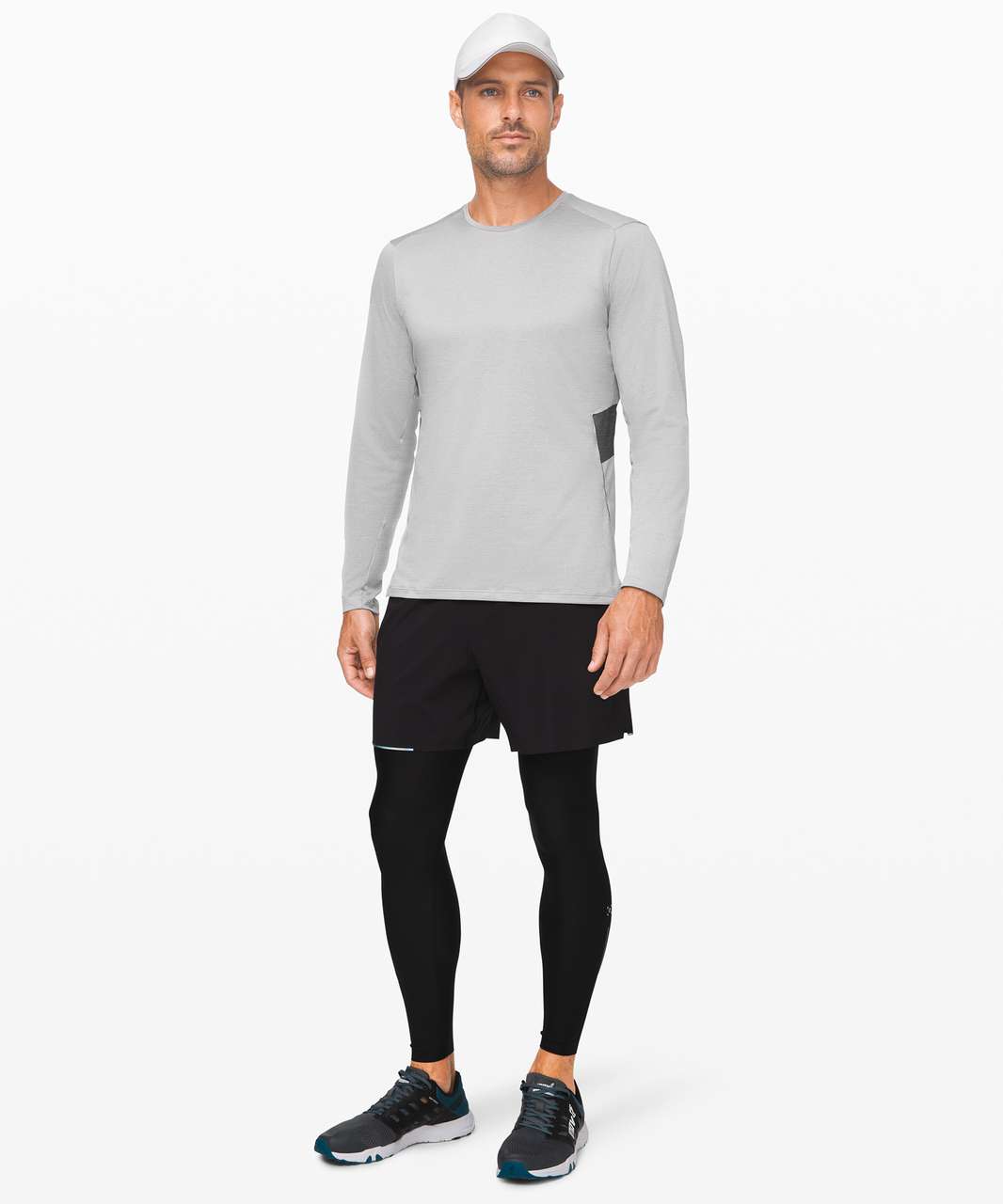 Lululemon Fast and Free Long Sleeve - Heathered Sea Salt / Heathered Obsidian