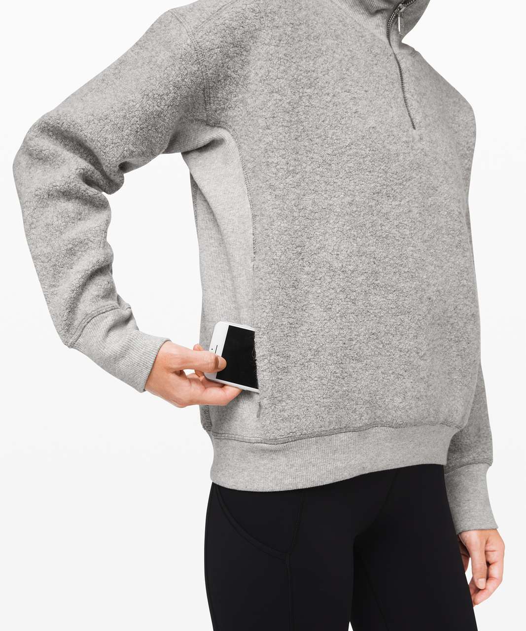 Lululemon Stand Out Sherpa 1/2 Zip - Heathered Silver Spoon / Heathered Core Light Grey
