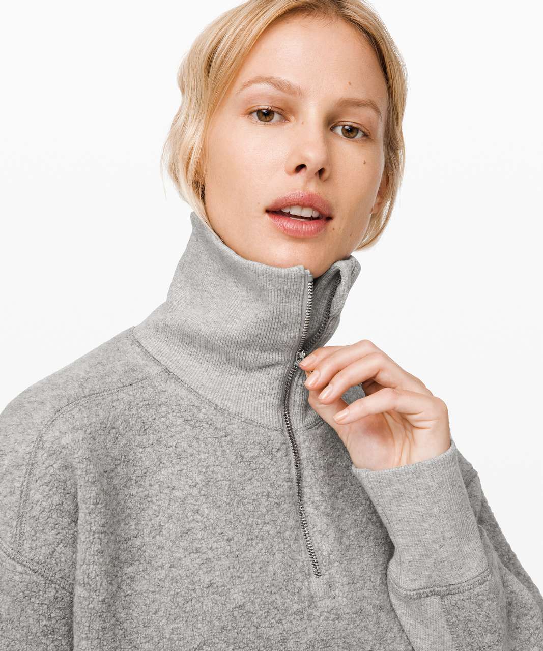 Lululemon Stand Out Sherpa 1/2 Zip - Heathered Silver Spoon / Heathered Core Light Grey