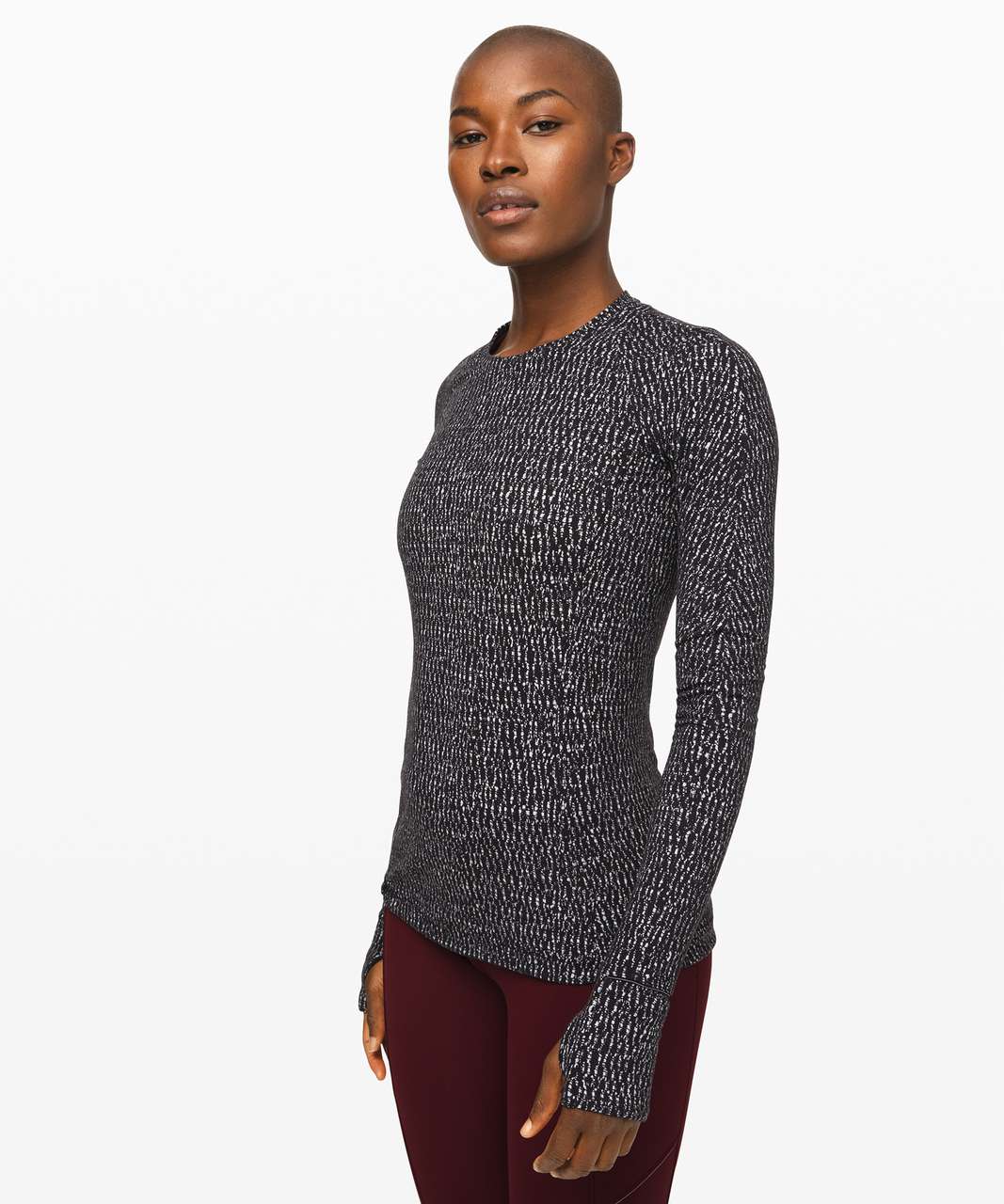 Lululemon Runderful Long Sleeve - Knotted Jacquard Black White