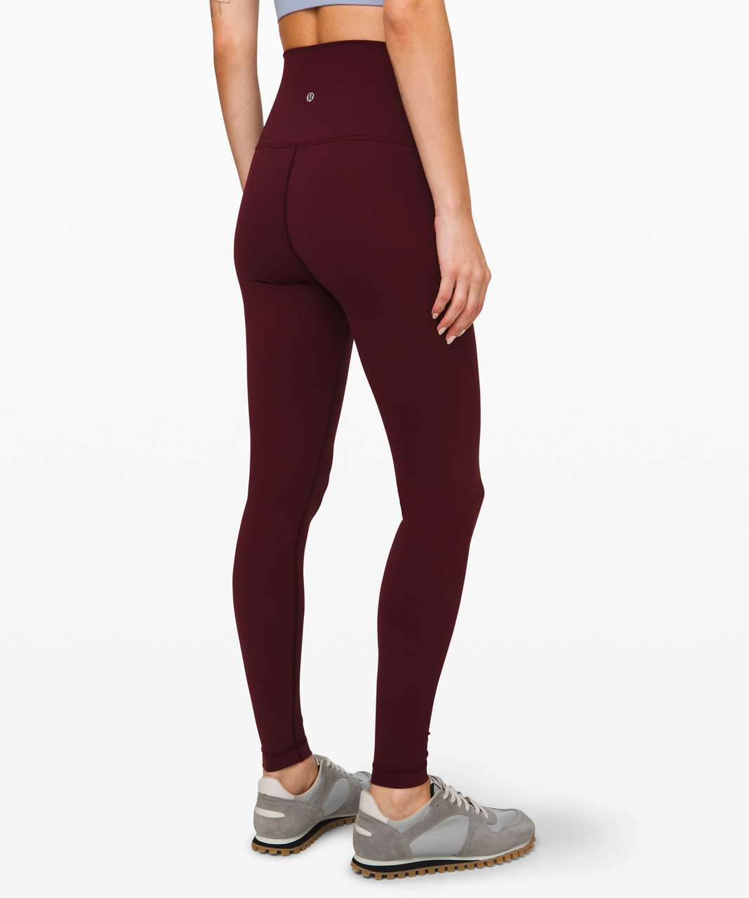 Ω Lululemon Wine Dk Purple with Pink Waist Ruched Leggings, Zipper