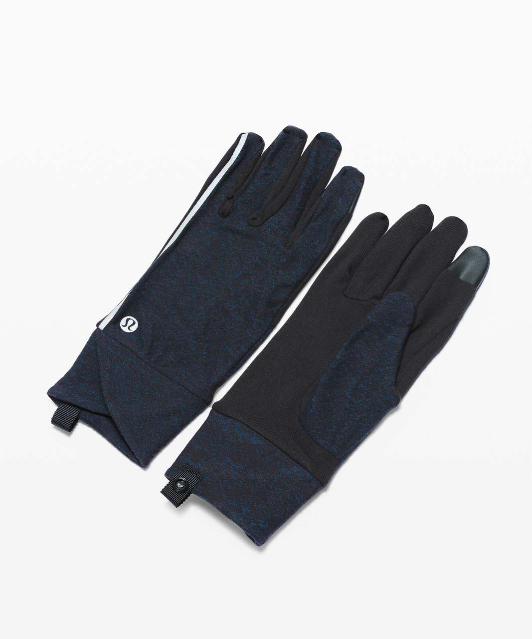 Lululemon Cross Chill Run Gloves - Misted Jacquard Black Nocturnal Teal / Black