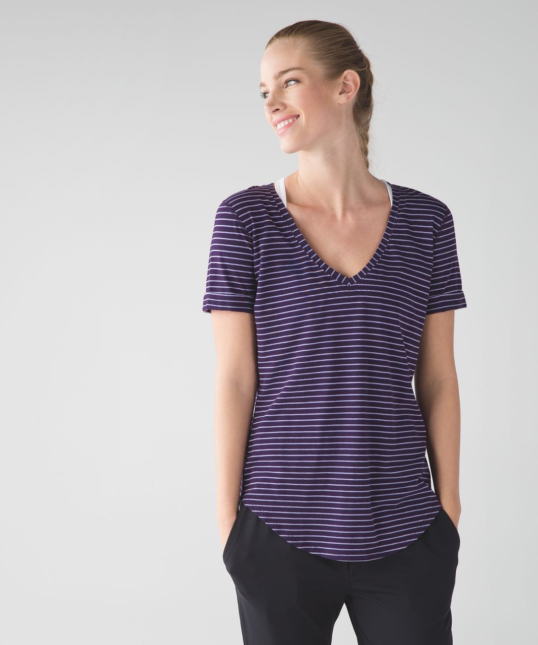 Lululemon Love Tee II - Parallel Stripe Lilac Deep Zinfandel