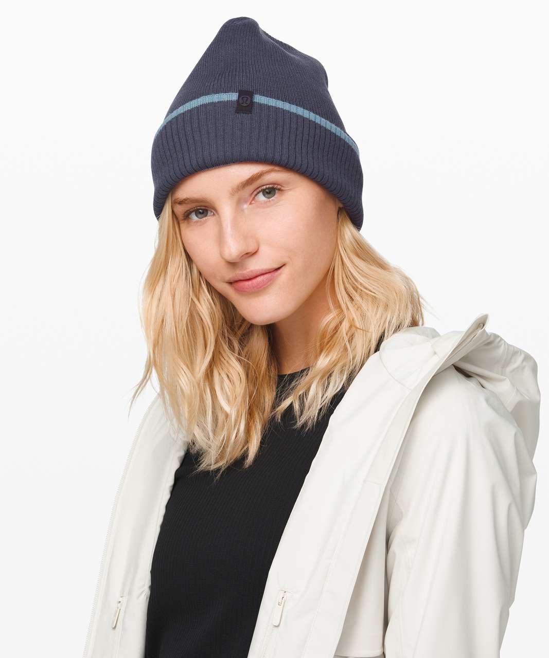 Lululemon Knit Me Up Beanie *Reversible - Blue Charcoal / Stone Blue