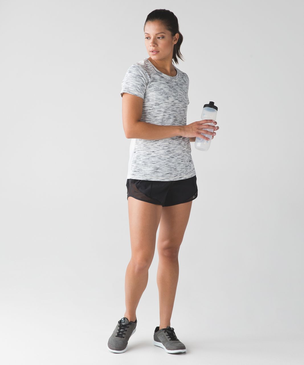 Lululemon Beat The Heat Short Sleeve (Silver) - Tiger Space Dye Black White / White