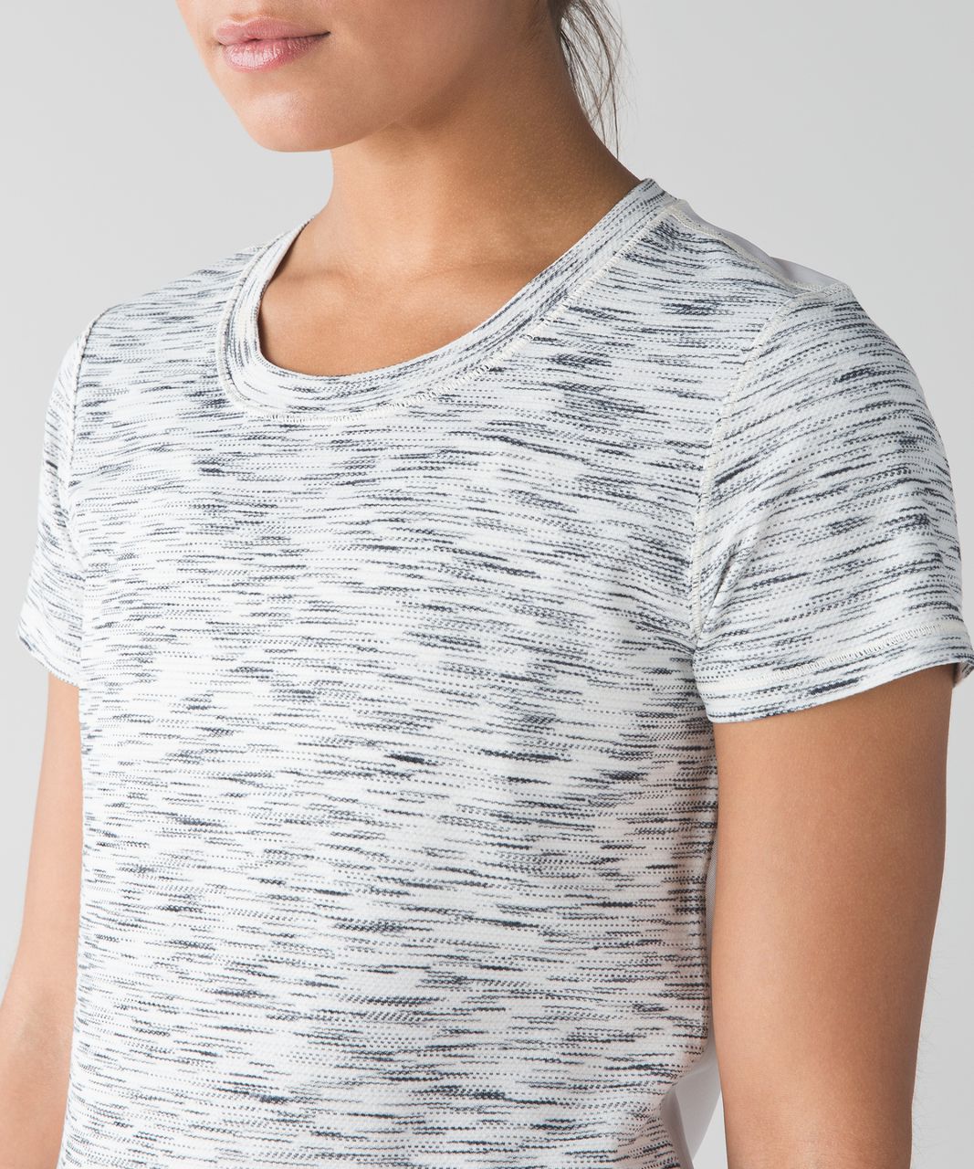 Lululemon Beat The Heat Short Sleeve (Silver) - Tiger Space Dye Black White / White