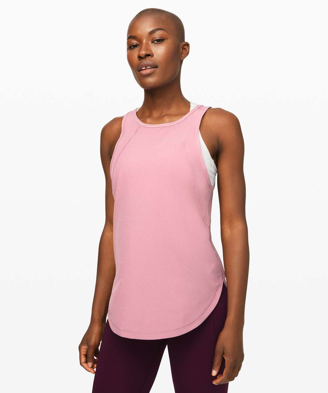 Lululemon Close the Distance Perforated Pink Taupe Tank Size 6