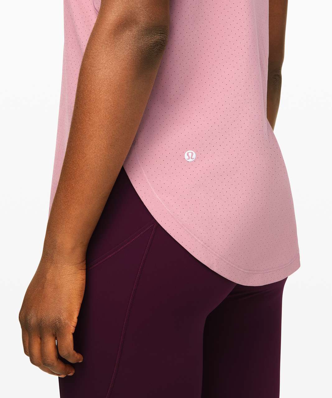 Lululemon Close the Distance Perforated Pink Taupe Tank Size 6