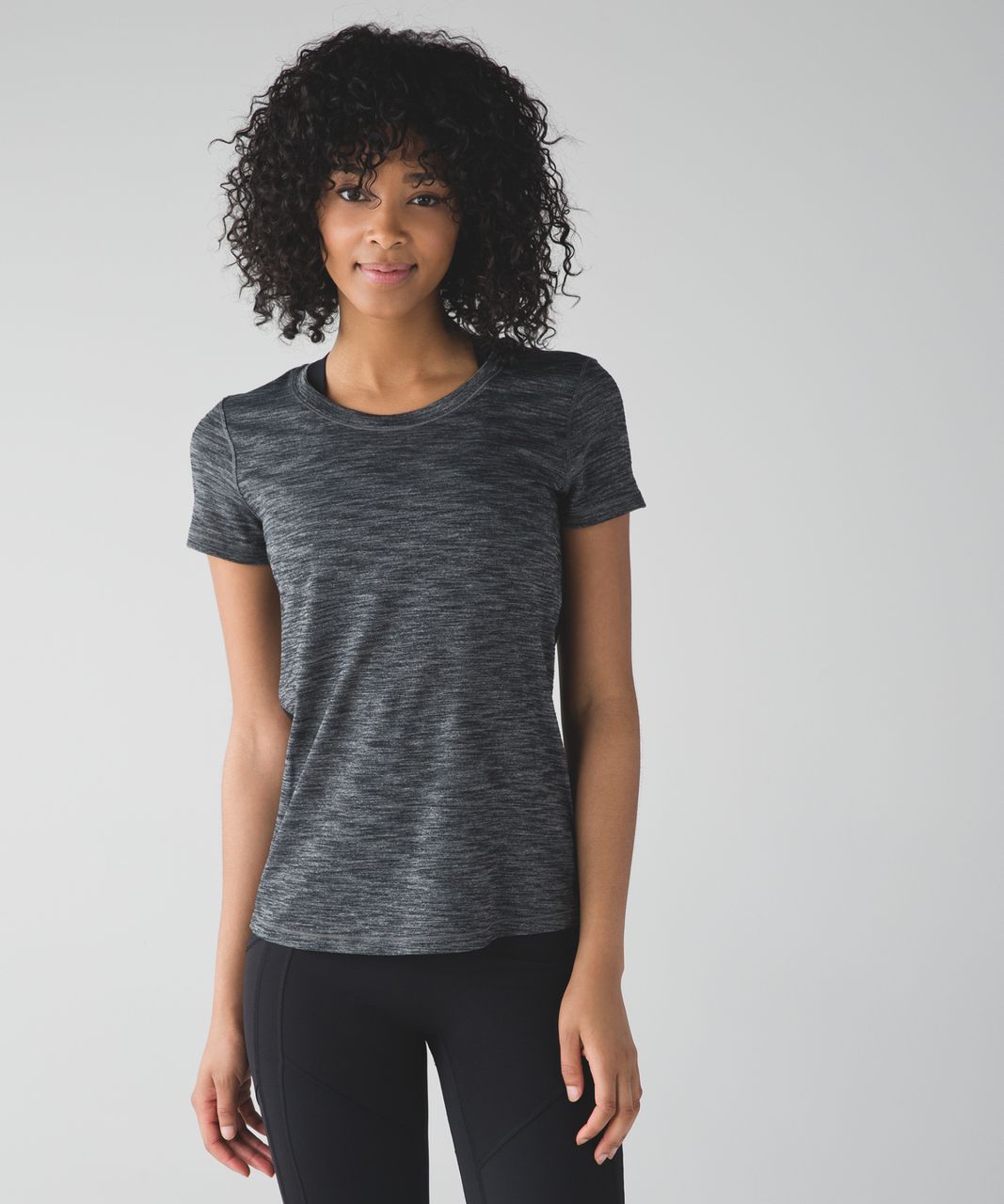 Lululemon Beat The Heat Short Sleeve - Heathered Black / Black