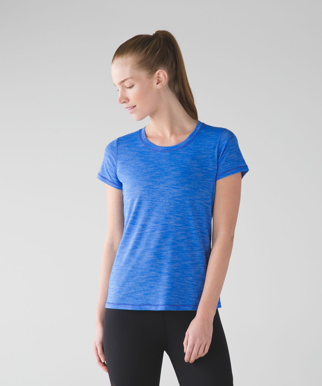 Lululemon Beat The Heat Short Sleeve - Heathered Pipe Dream Blue / Pipe Dream Blue