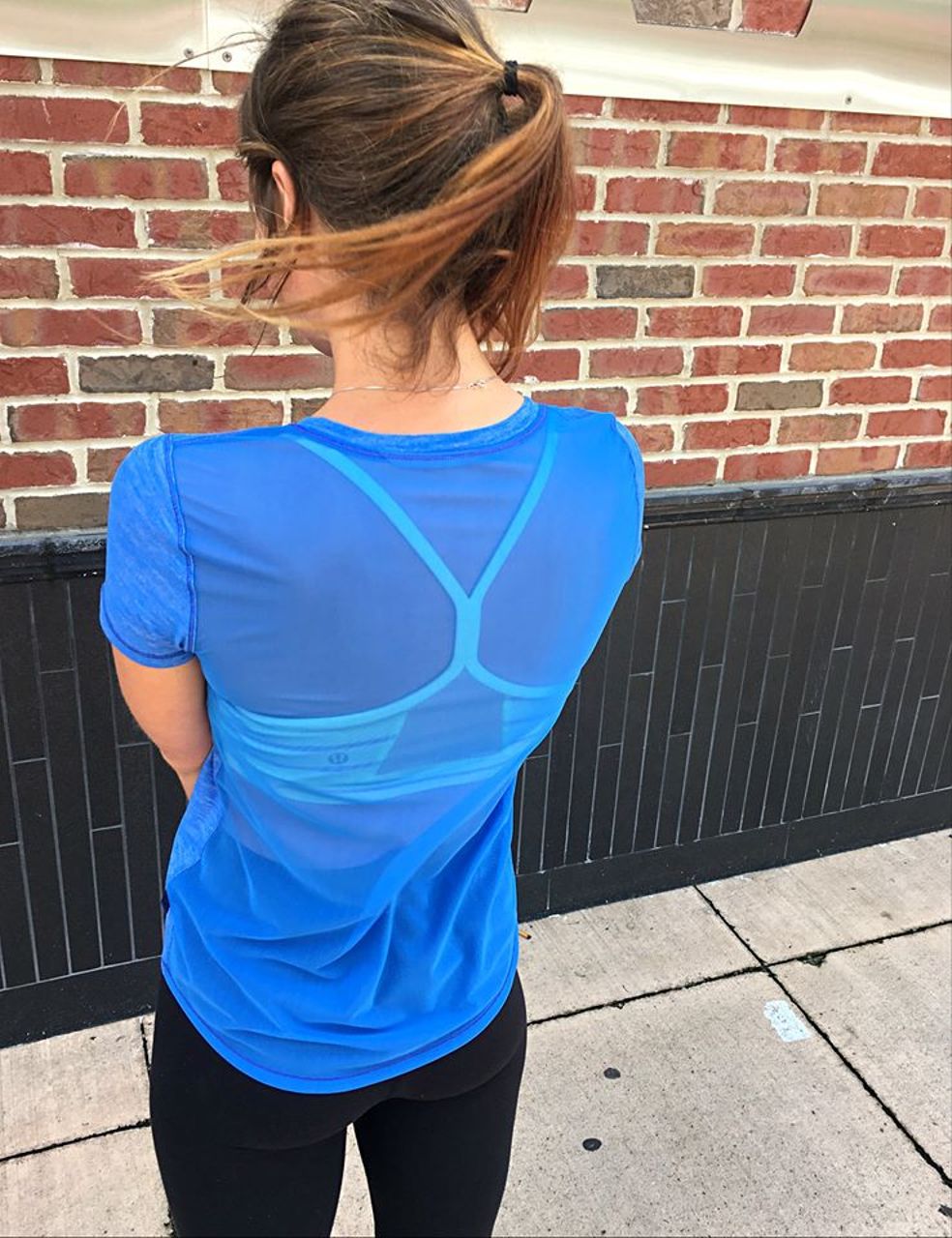 Lululemon Beat The Heat Short Sleeve - Heathered Pipe Dream Blue / Pipe ...