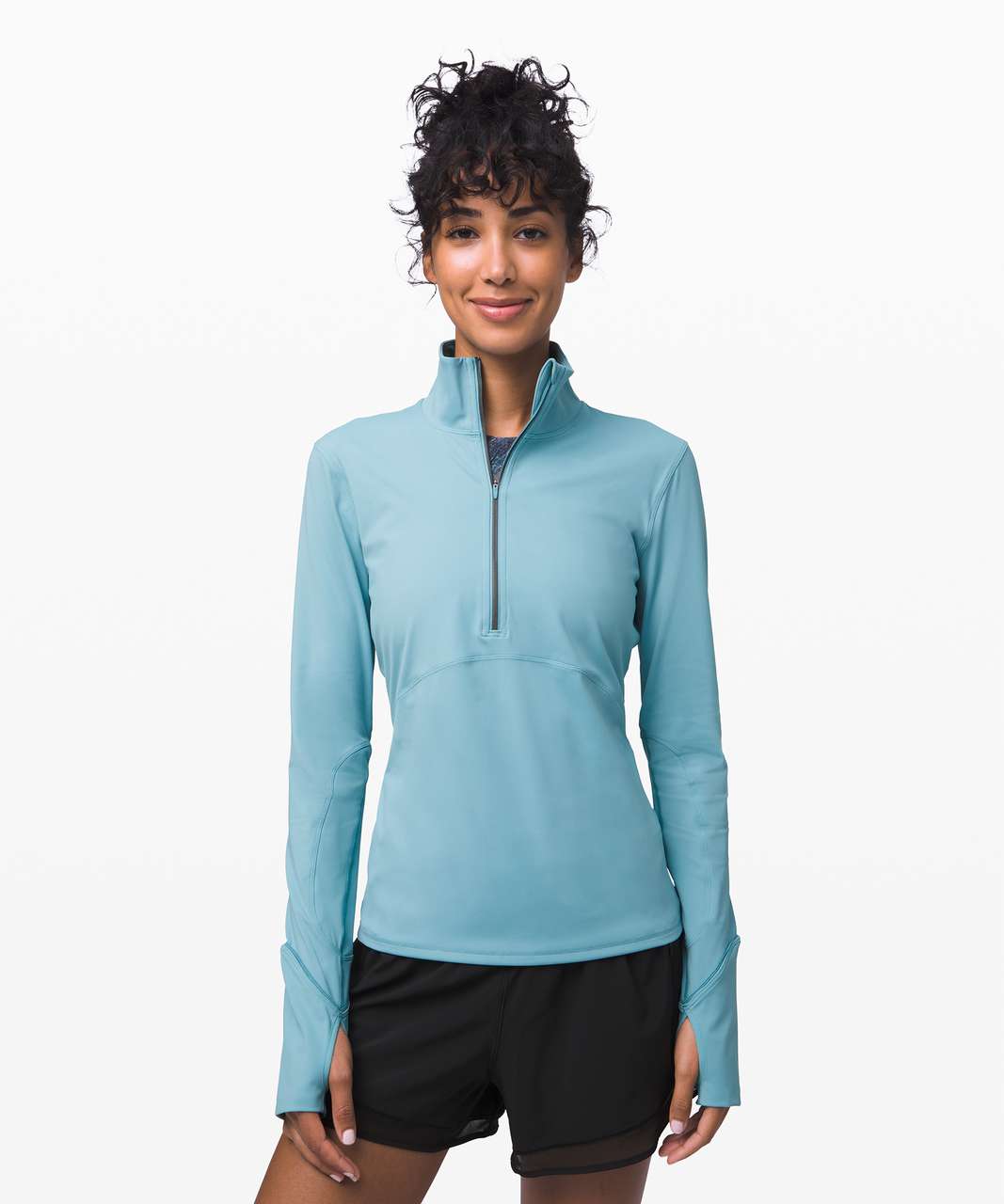 Lululemon New Route 1/2 Zip - Aqua Smoke - lulu fanatics