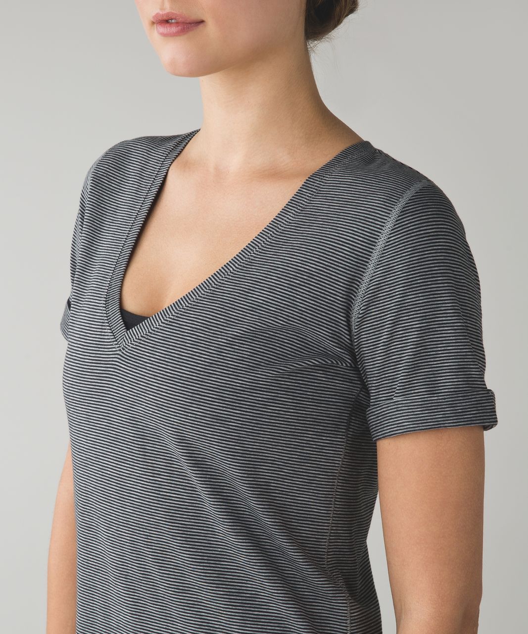 Lululemon Love Tee II - Tonka Stripe Black Heathered Medium Grey