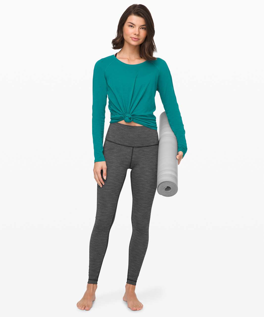 Lululemon Emerald Long Sleeve - Heathered Medium Grey - lulu fanatics