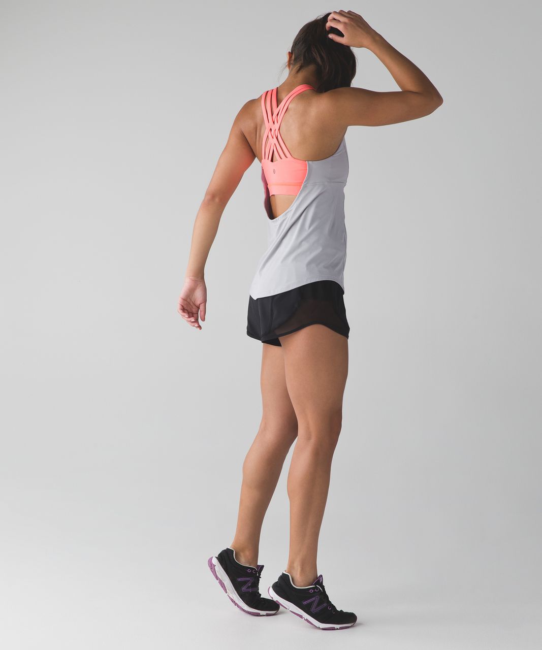 Lululemon Beat The Heat Tank - Seal Grey / Grapefruit