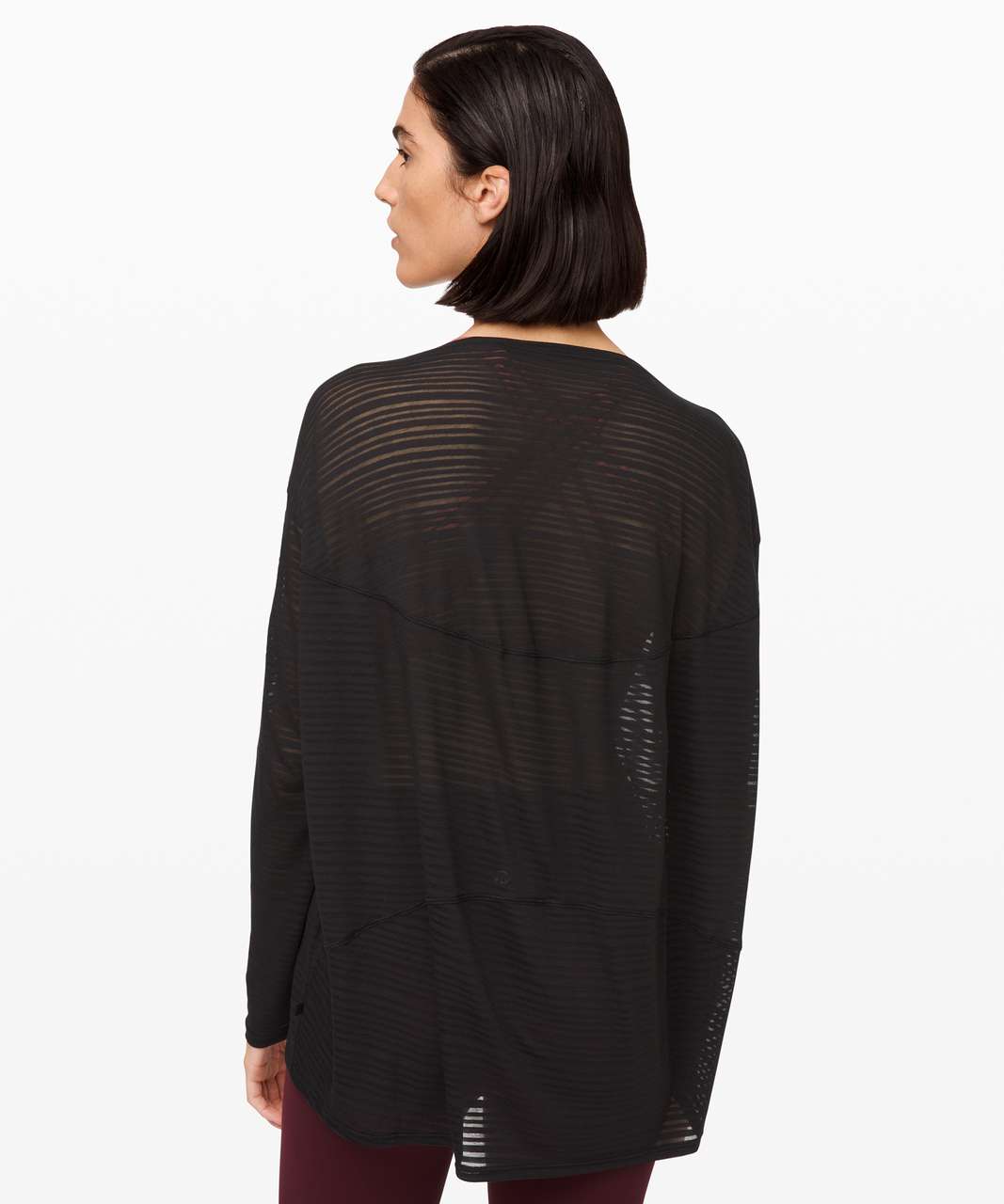 Lululemon Back in Action Long Sleeve *Sheer - Luminous Stripe Burnout Black