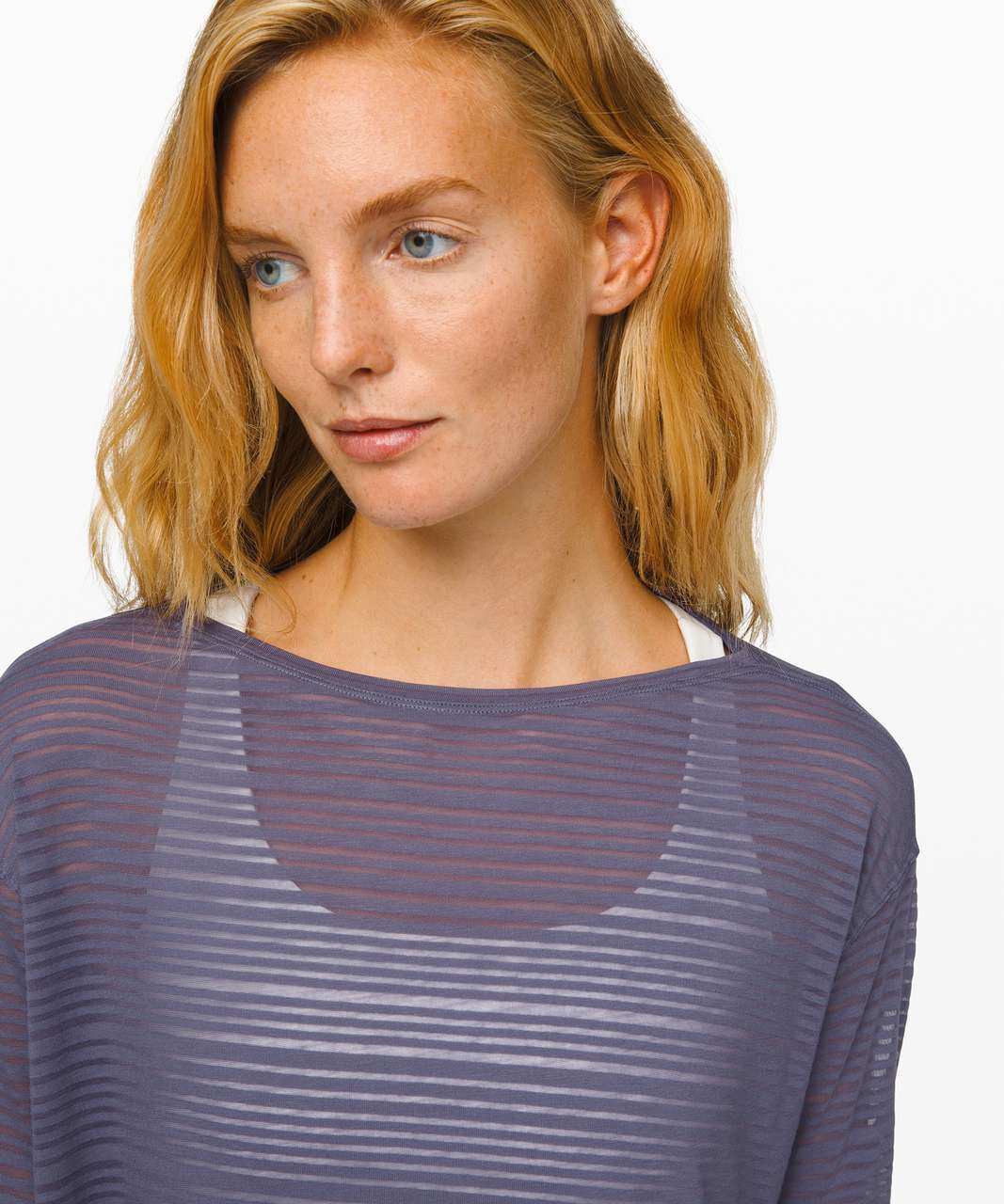 Lululemon Back in Action Long Sleeve *Sheer - Luminous Stripe Burnout Purple Quartz