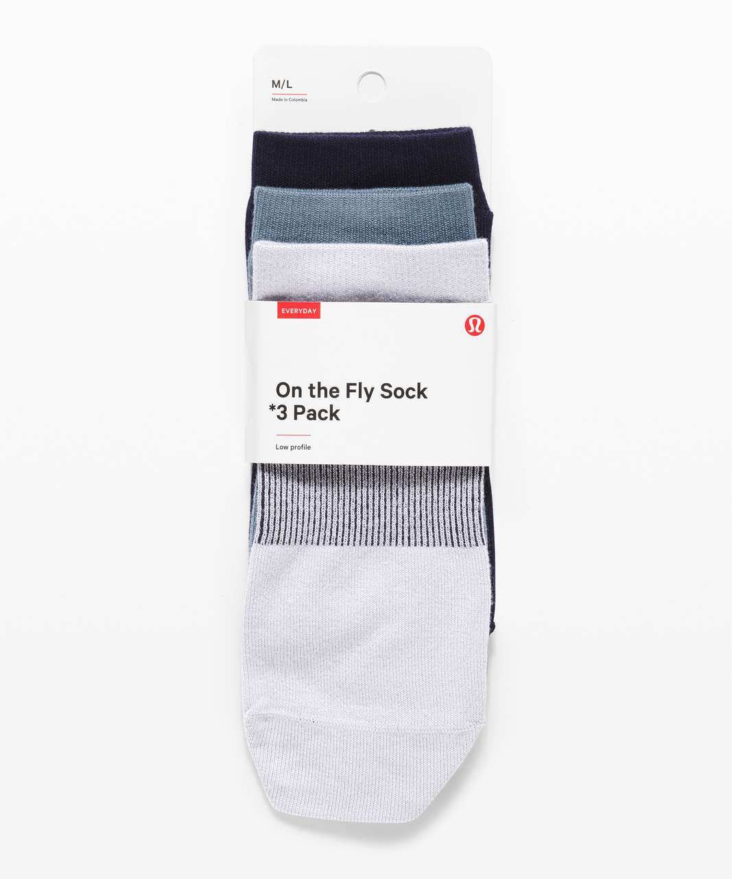 Lululemon On the Fly Sock *3-Pack - Ice Grey / Blue Charcoal / Midnight Navy