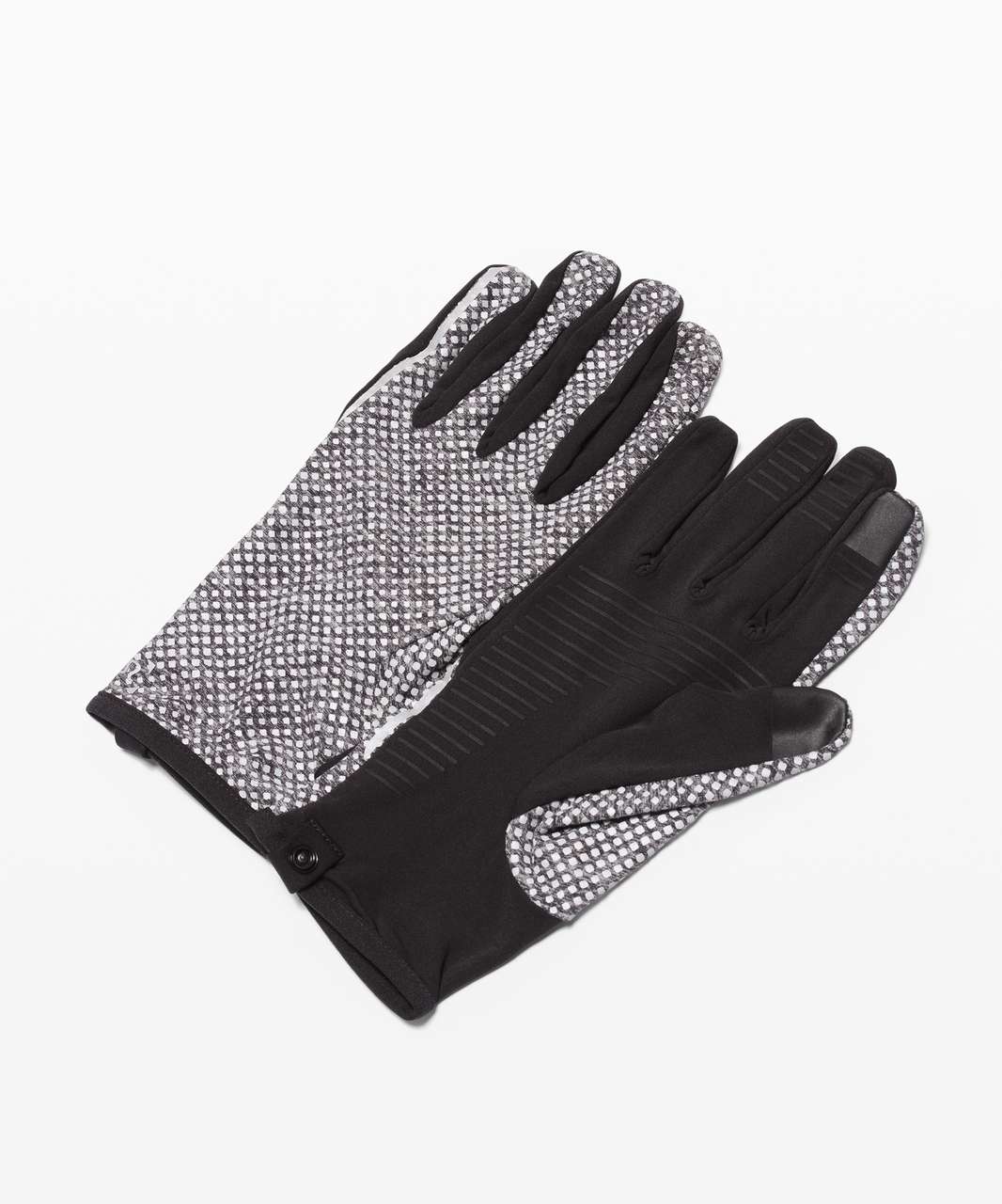 Lululemon Resolute Runner Gloves - Geo Camo Heathered Black Silver Reflective / Black