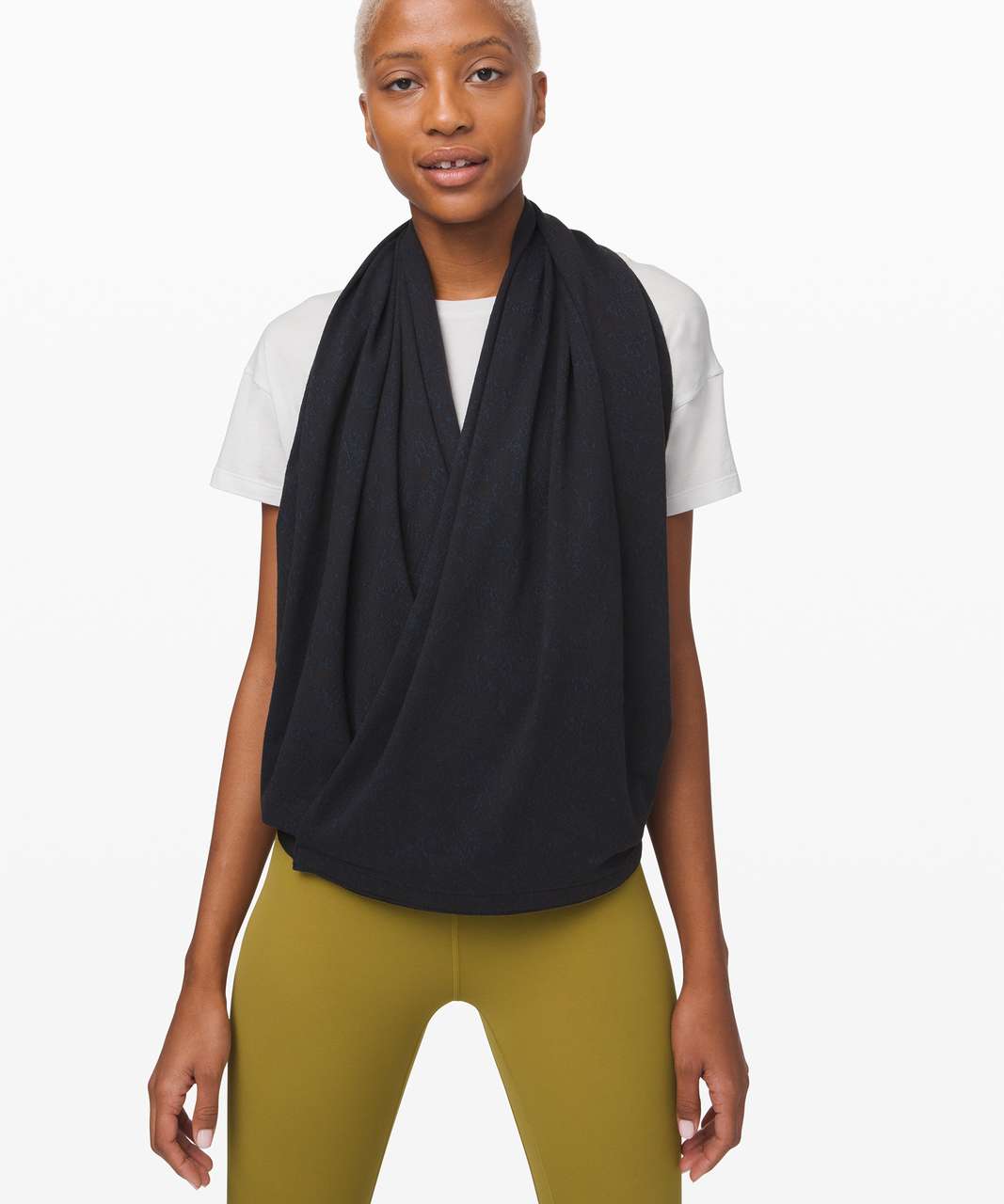 Lululemon Vinyasa Scarf *Rulu - Misted Jacquard Black Nocturnal Teal