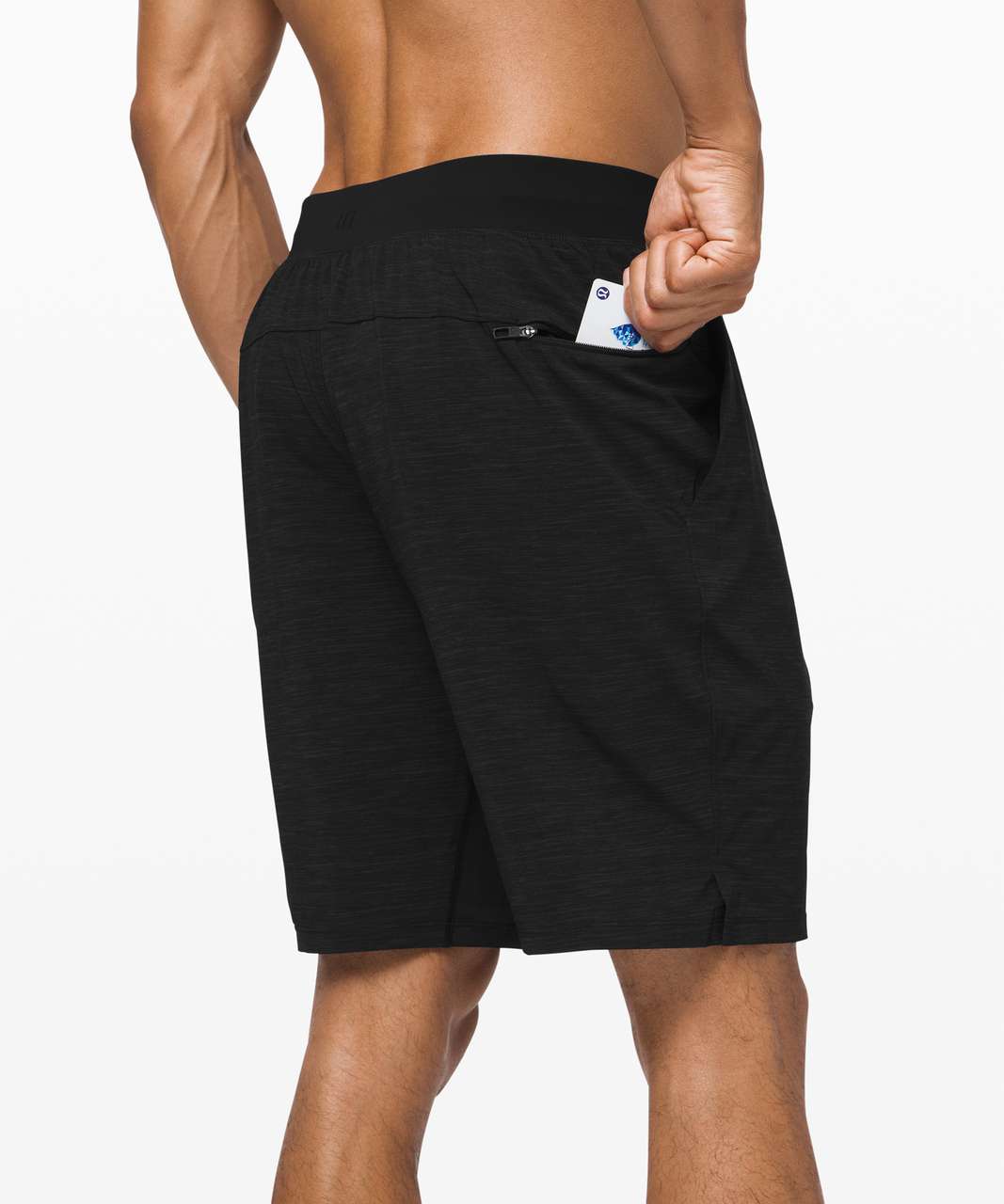 Lululemon Pace Breaker Lined Shorts 9 In Heather Allover Deep Coal Black