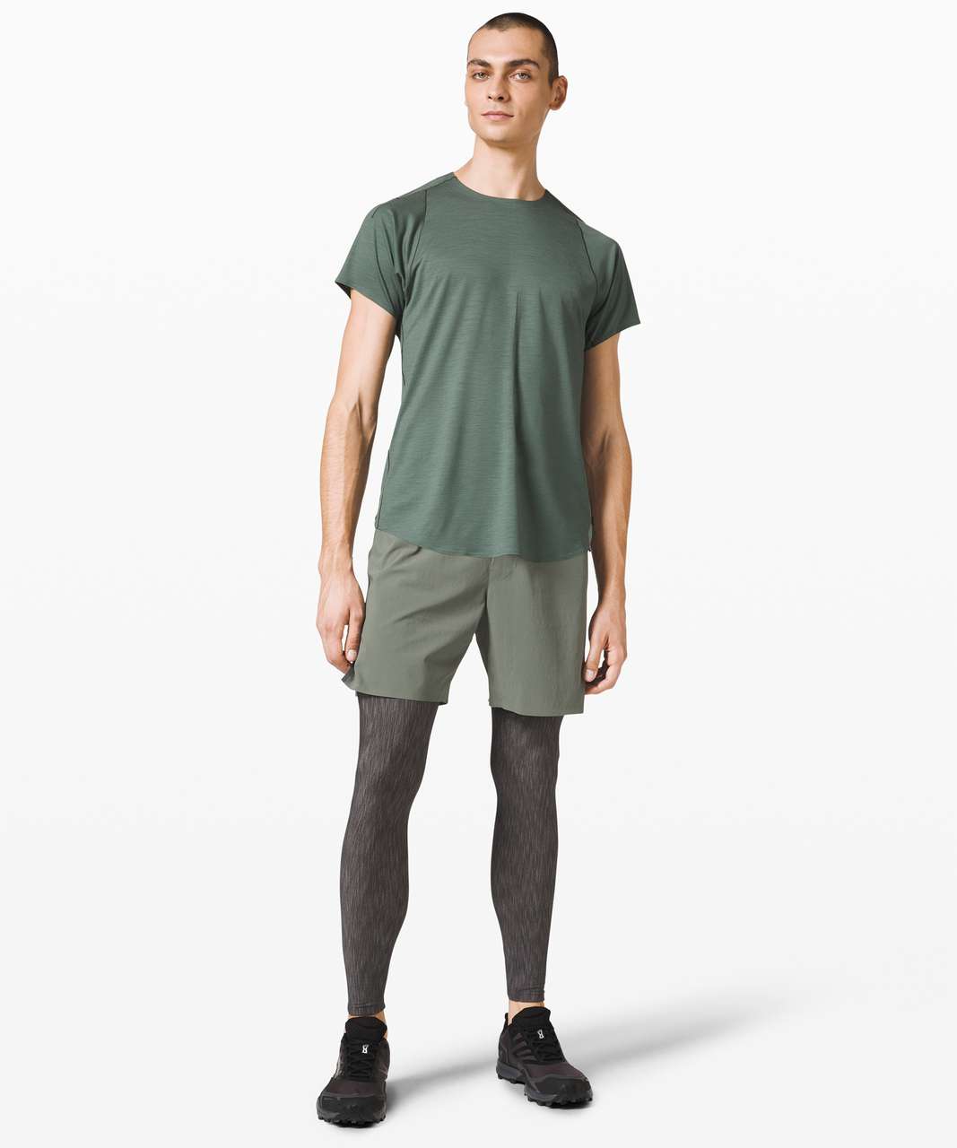 Lululemon Ashta Hybrid Run Short *lululemon lab - Palm Deco / Heathered Black