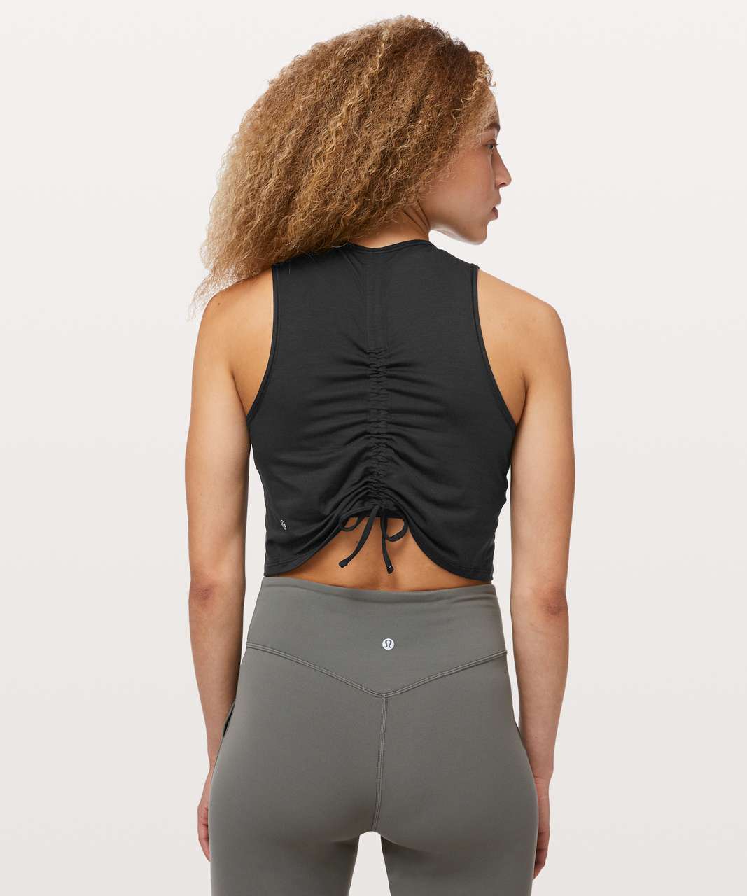 Lululemon Mesh With Me Crop - Black - lulu fanatics