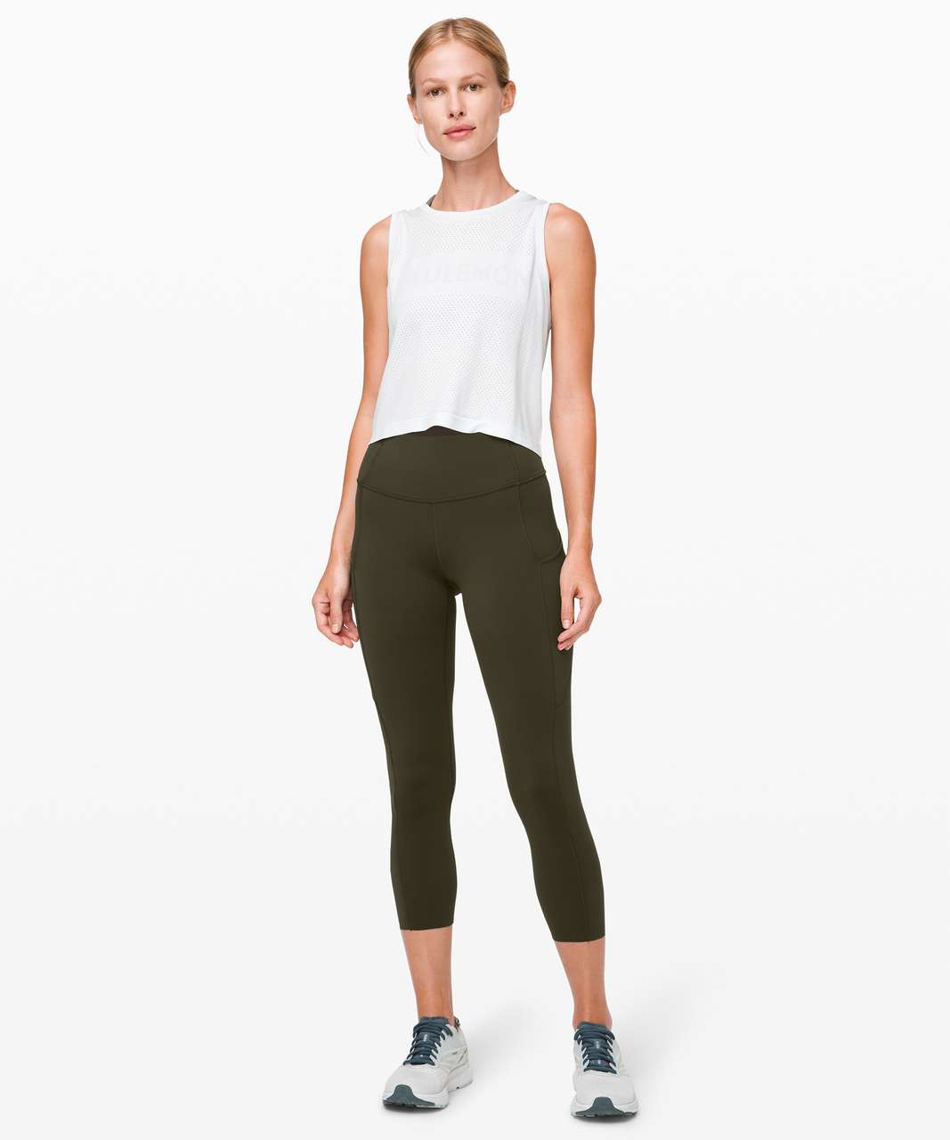 Lululemon Fast and Free High-Rise Crop II 23 *Non-Reflective - Dark Olive  - lulu fanatics