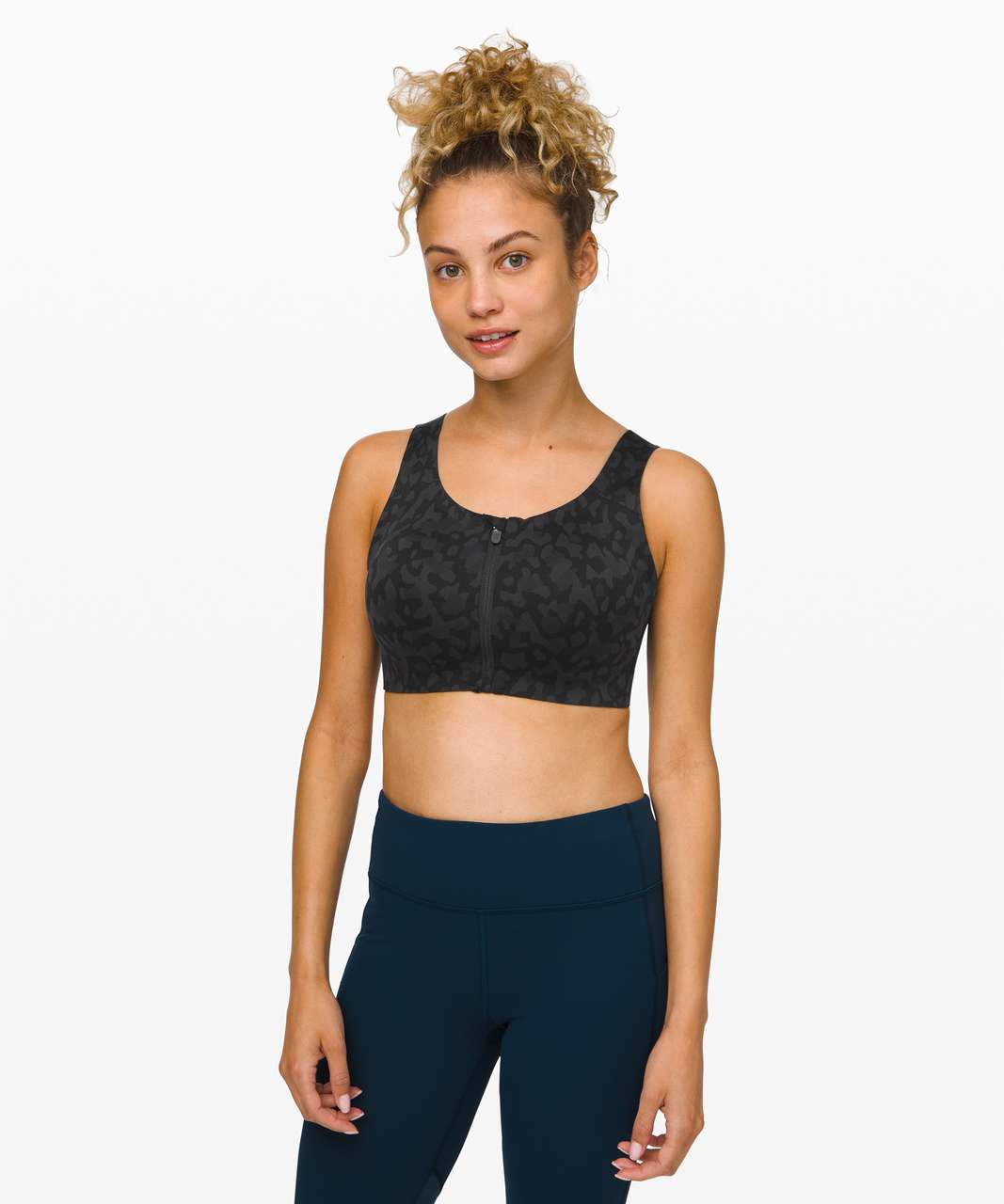 NWT Lululemon Enlite Bra Front Zip Double Dimension Starlight Black Sz 38C