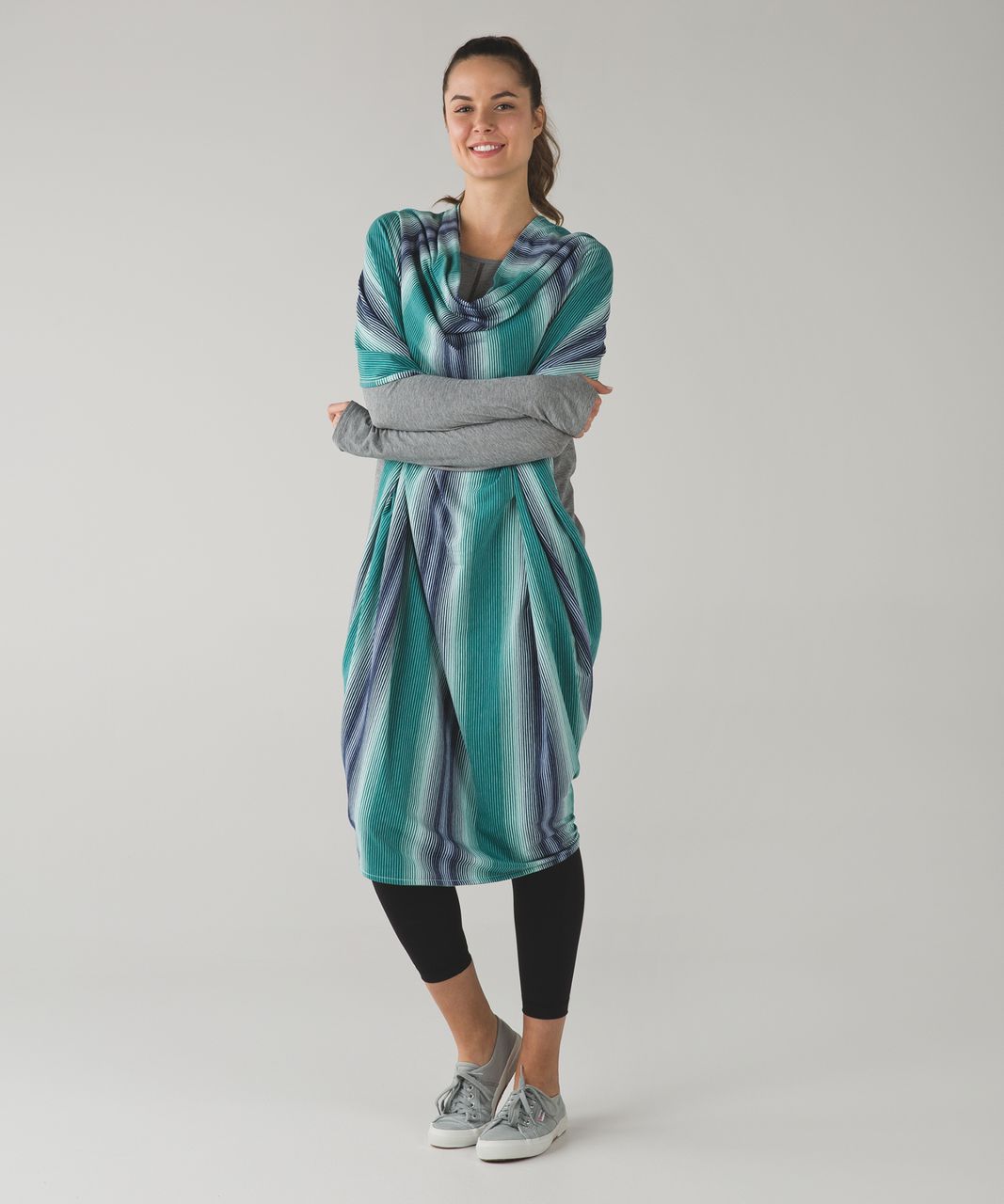 Lululemon Sage Scarf (Cotton) - Sunset Stripe Hunter Green Sea Mist