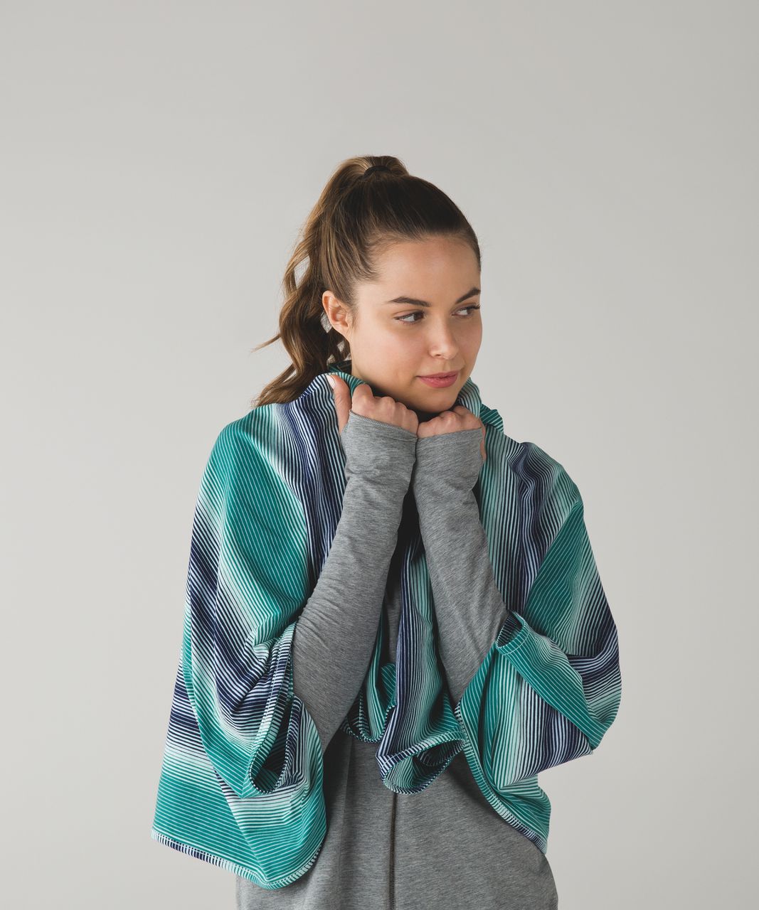 Lululemon Sage Scarf (Cotton) - Sunset Stripe Hunter Green Sea Mist