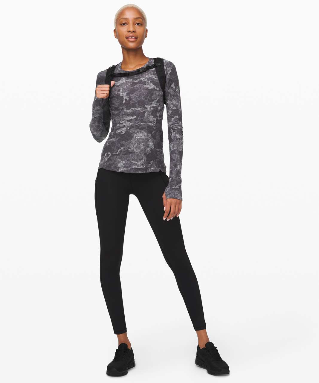 Lululemon Women's Runderful Long Sleeve Incognito Camo HTR Black