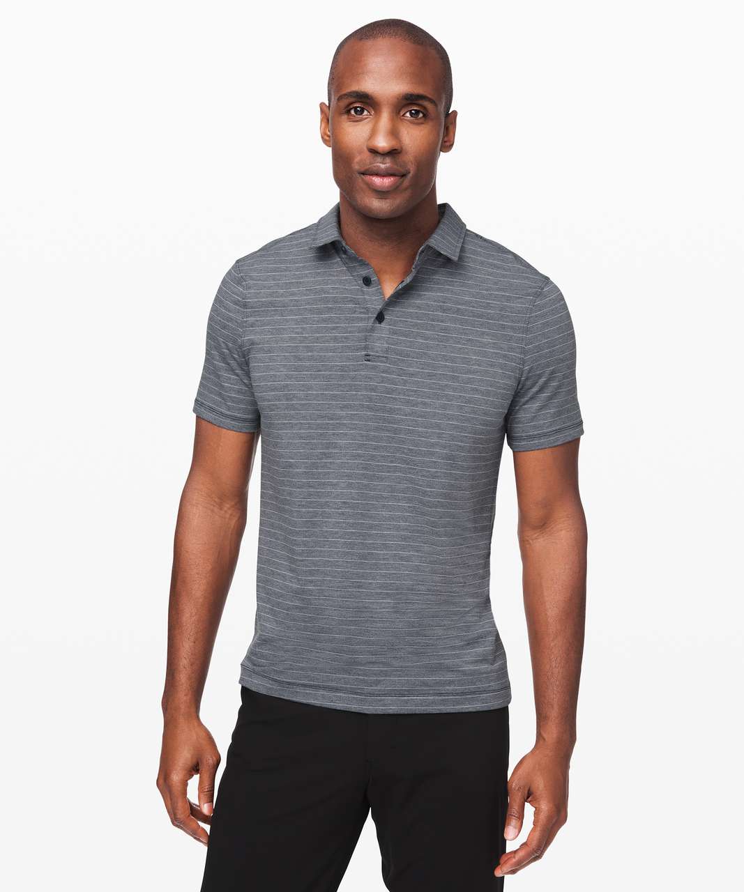 Lululemon Evolution Polo - Deft Stripe Heathered True Navy Heathered Light Cast