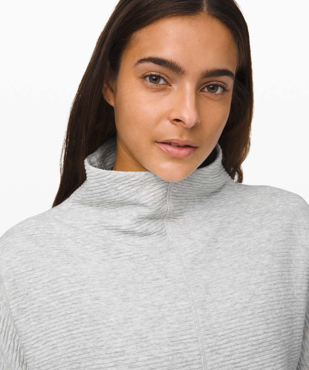 Lululemon Along the Way Mock Neck Long Sleeve - Heathered Core Ultra Light Grey