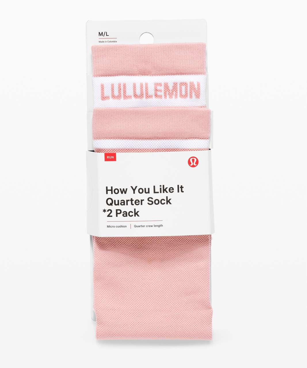 Lululemon How You Like It QuarterSock *2-Pack - Misty Rose / White