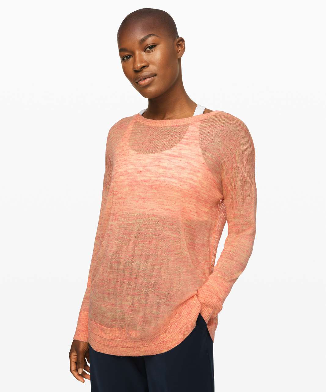 Lululemon Well Being Crew Sweater *Linen - Heathered Speckle Coral Peach