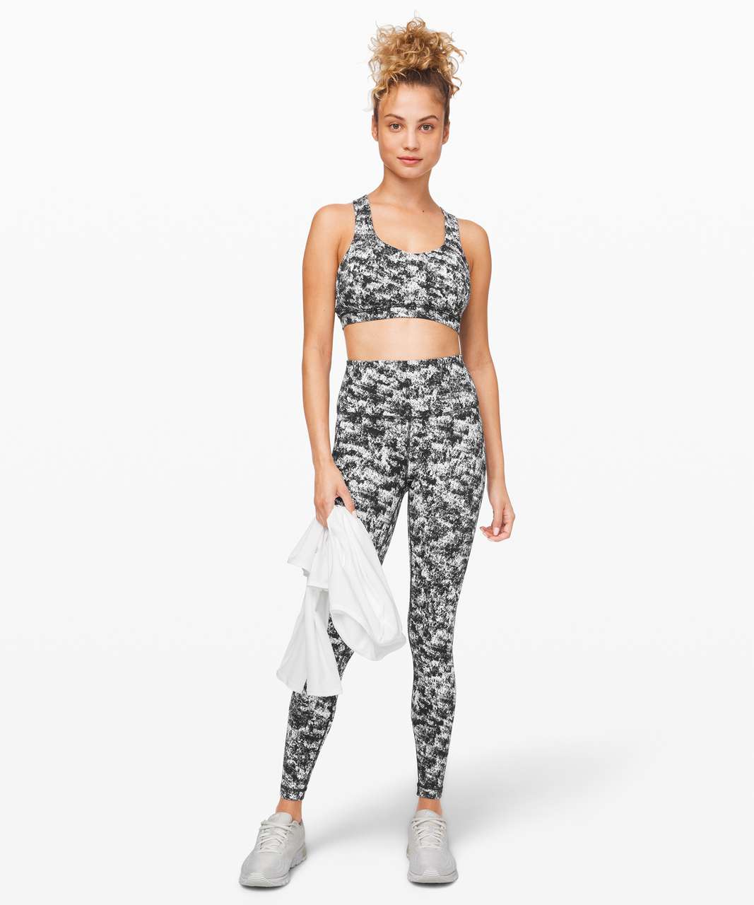 Lululemon Free To Be Serene Bra - Misted Jacquard Black White