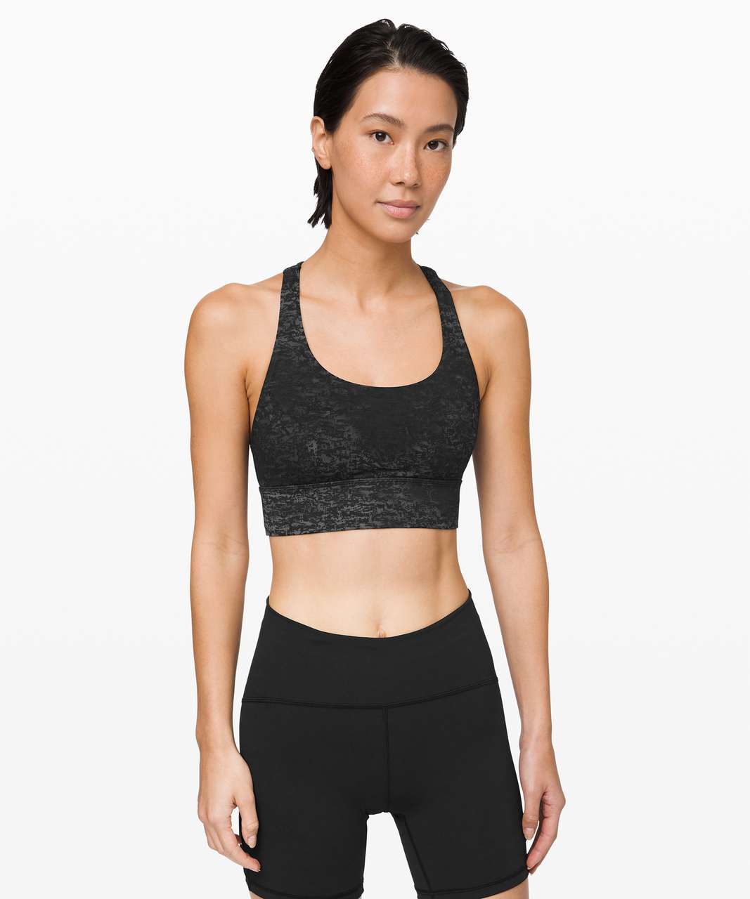 Lululemon Energy Bra *Long Line - Untamed Jacquard Spray Dye Black