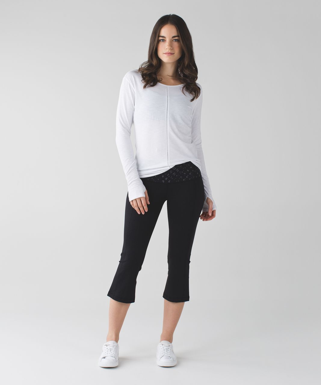 Lululemon Gather & Crow Crop II - Shine Dot Black / Lace Play Dark Slate Black