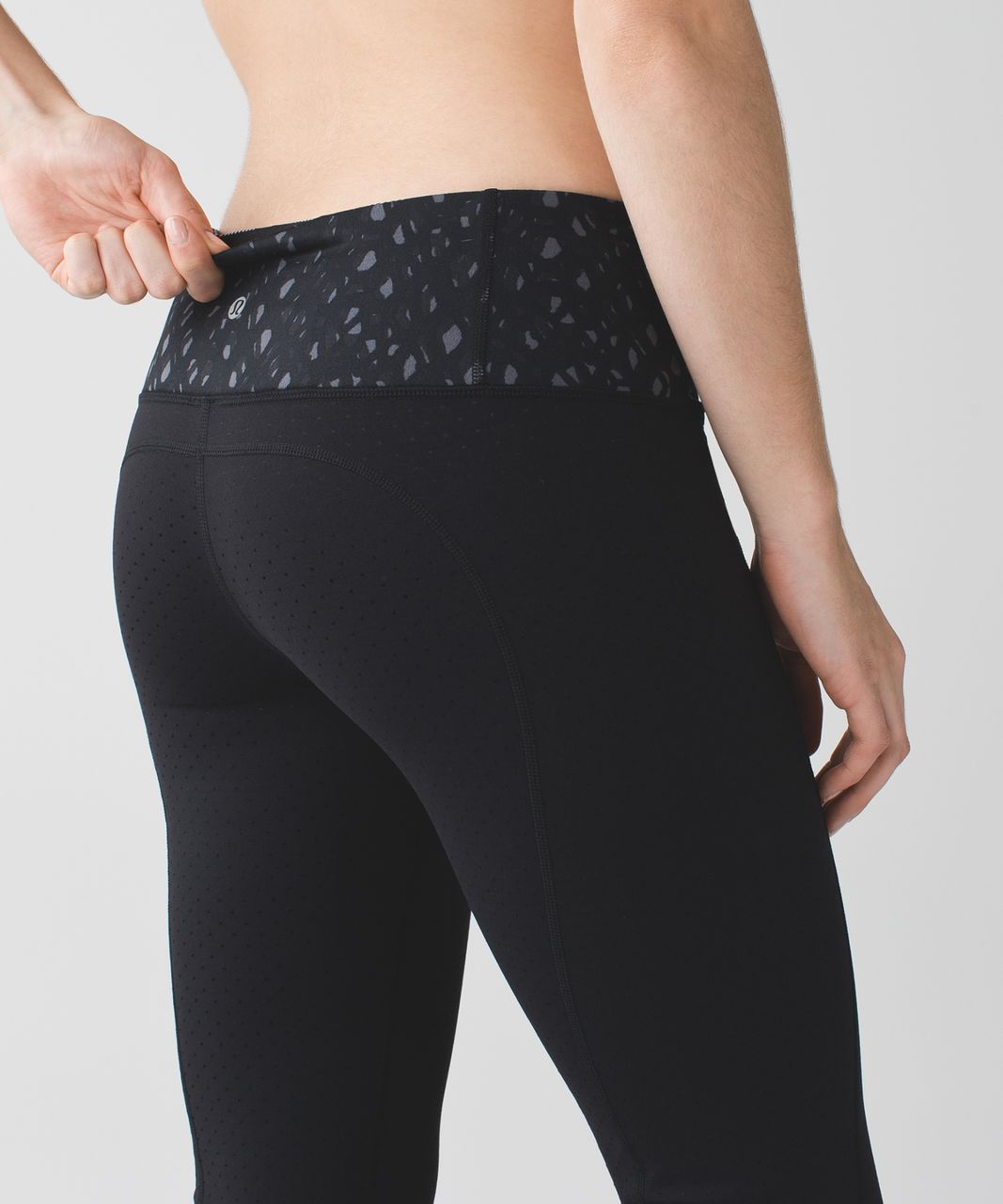 Lululemon Gather & Crow Crop II - Shine Dot Black / Lace Play Dark Slate  Black - lulu fanatics