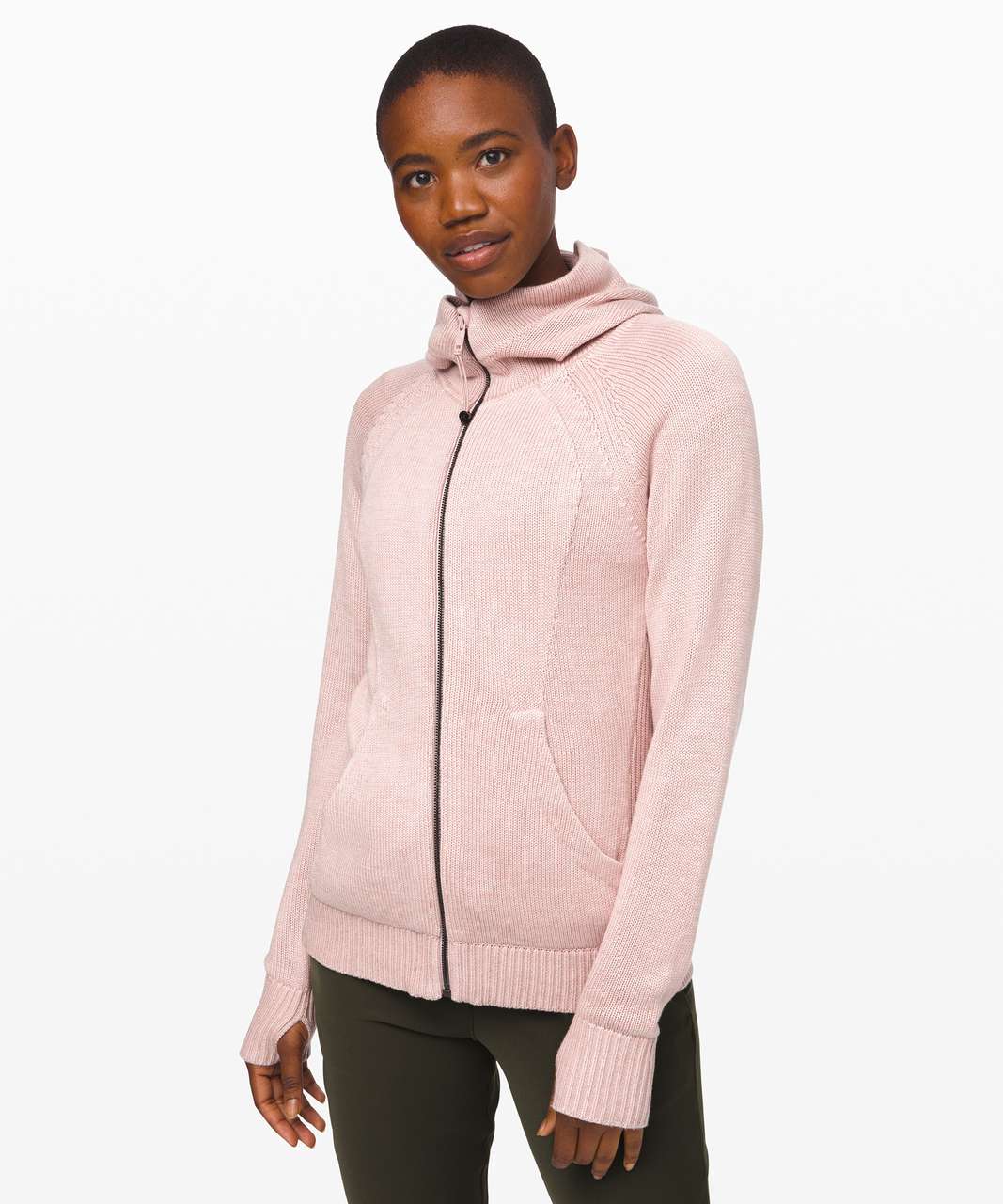 Lululemon Scuba Hoodie in a light heathered pink. - Depop