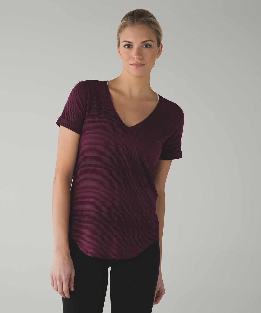 Lululemon Love Tee II - Sugar Cane Stripe Red Grape Bordeaux Drama