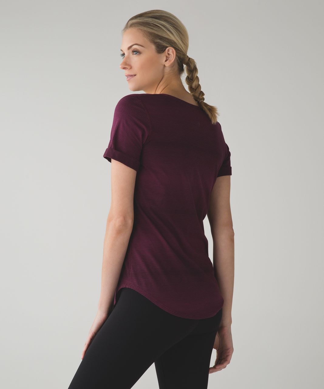 Lululemon Love Tee II - Sugar Cane Stripe Red Grape Bordeaux Drama