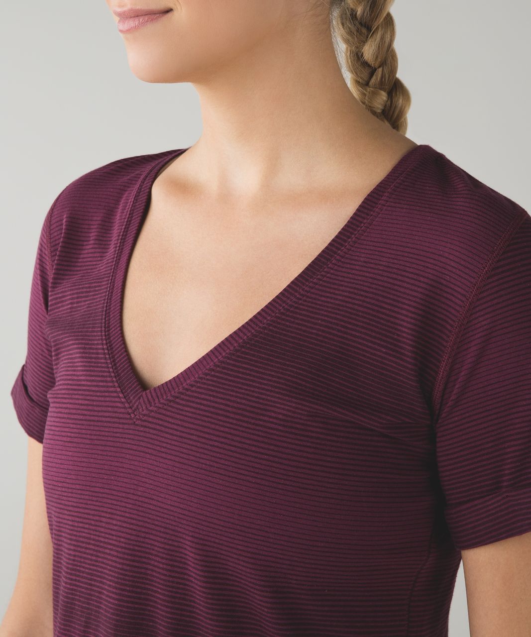 Lululemon Love Tee II - Sugar Cane Stripe Red Grape Bordeaux Drama