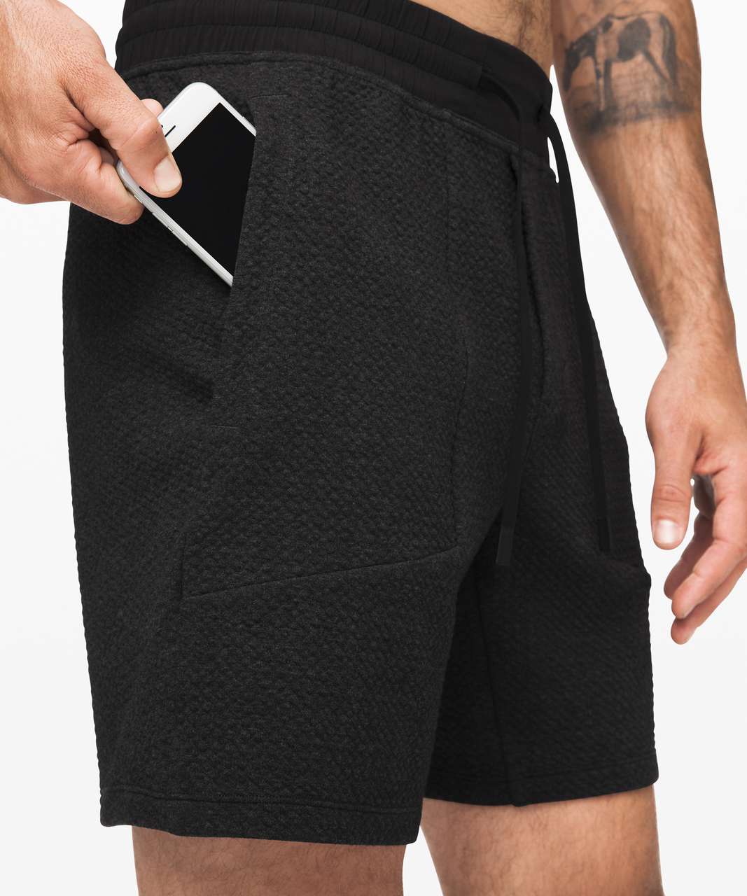 Lululemon At Ease Short 7 - Heathered Black / Black - lulu fanatics